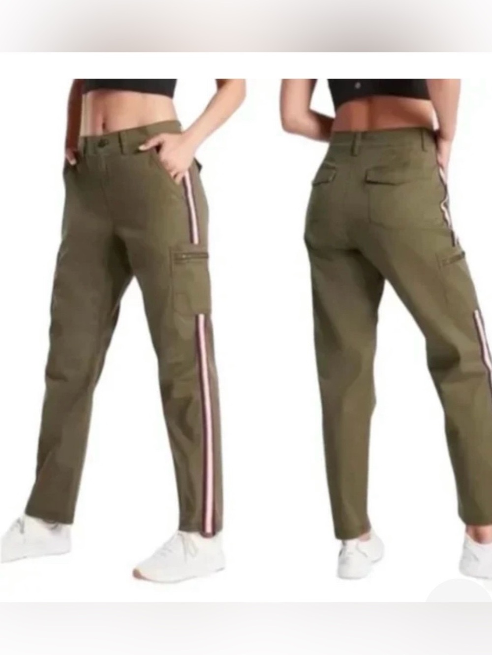 Athleta Olive Green Cargo Stripe Pants - Women